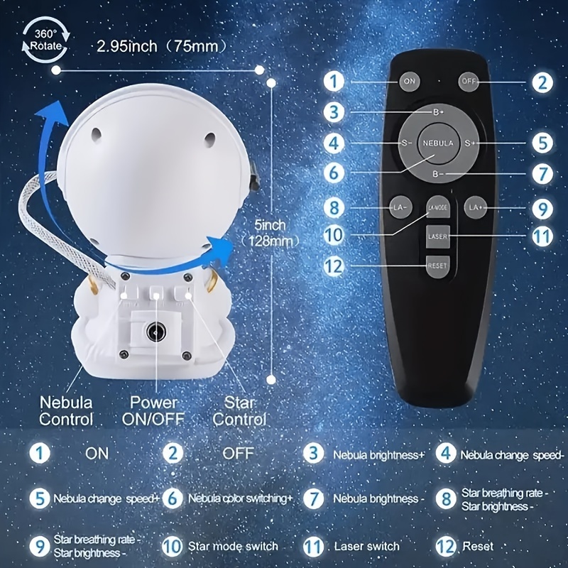 Remote Control Timing Led Nebula Night Light Star Projector - Temu