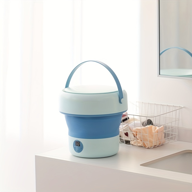 Blue Us Plug Mini Sock Washing Machine Bidirectional Washing Blue Light Small  Bucket With Handle Household Baby Clothes Underwear Distinction