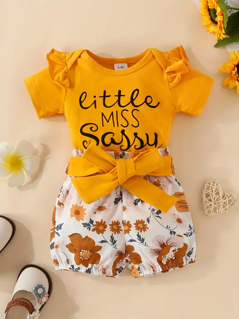 Baby Girls Cute little Miss Sassy Pants Short Sleeve - Temu Canada