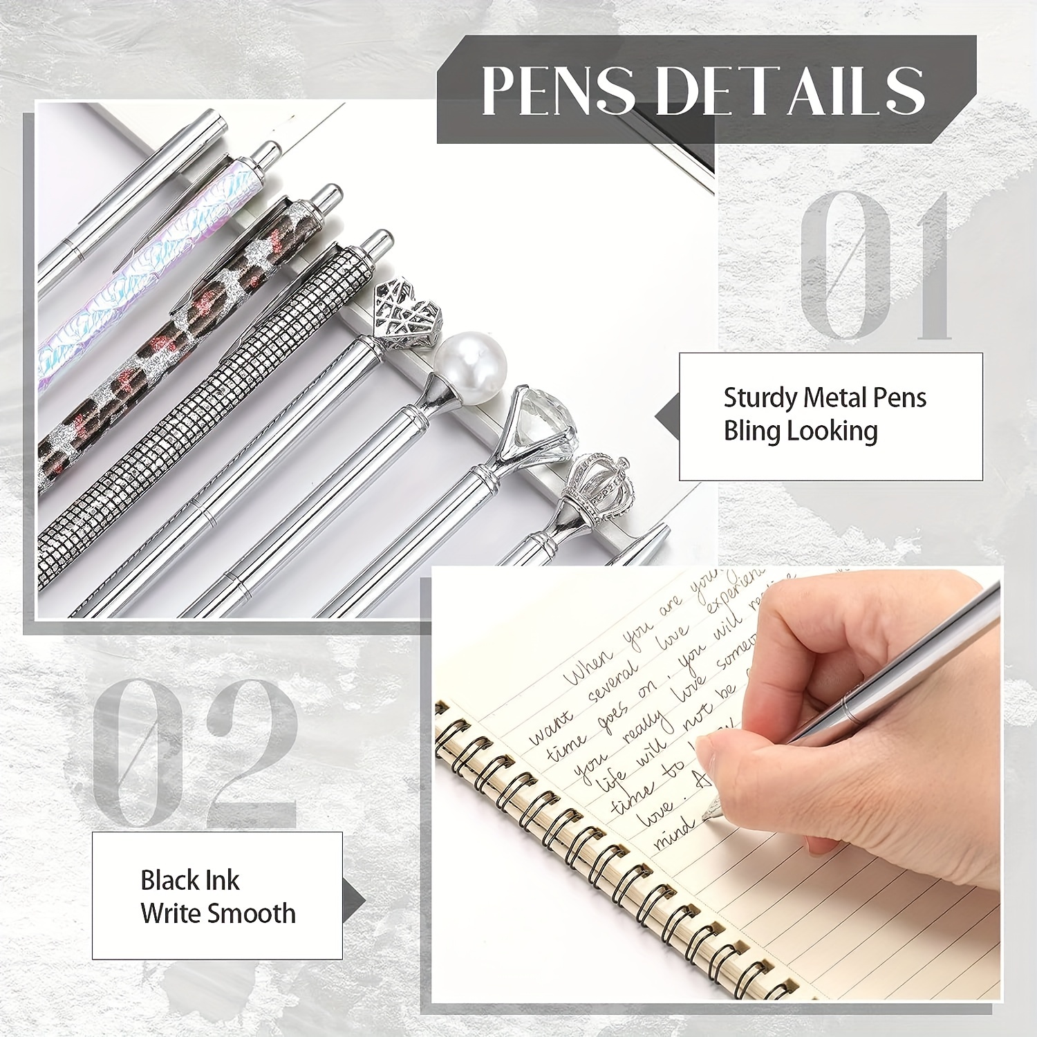 Ballpoint Pens Set Metal Crystal Pen For Journaling Glitter - Temu