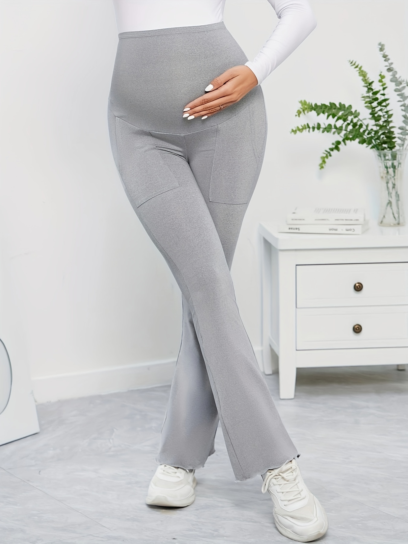 22 Side Pockets Maternity Yoga Pants mahoganymaroon – bubblelime