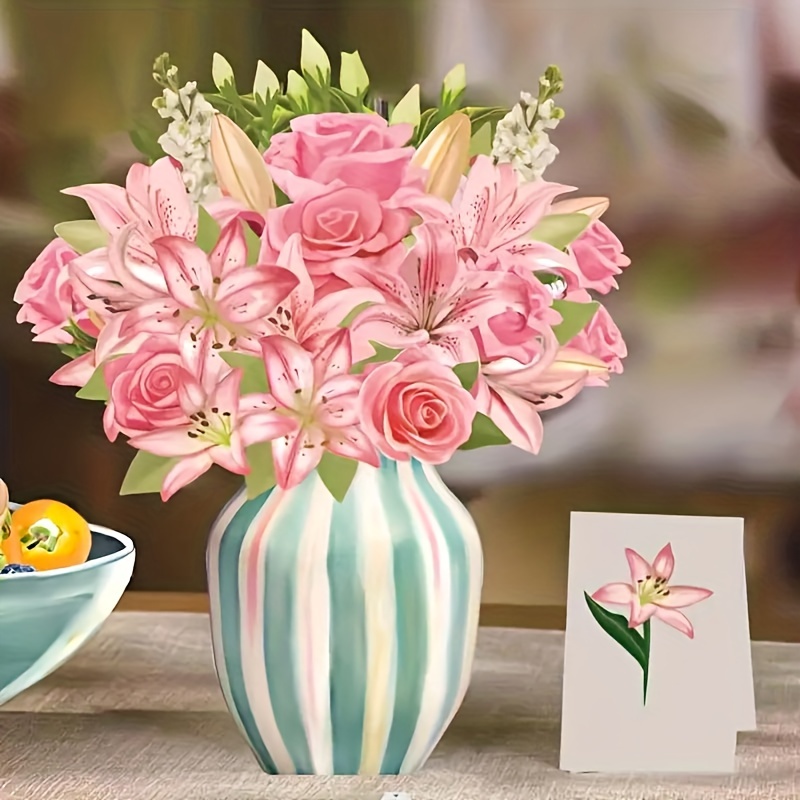 Freshcut Paper Pop Up Cards, English Daffodils, 12 inch Life Sized Forever  Flower Bouquet 3D Popup Greeting Cards with Note Card and Envelope