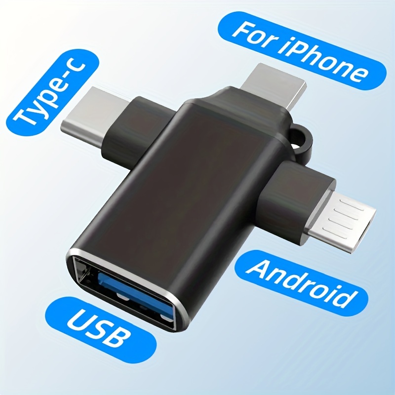 Apple Lightning a tarjeta SD y TF Adaptador de cámara USB para iPhone/iPad,  lector de tarjetas 3 en 1 USB Dongle para unidad flash USB, teclado