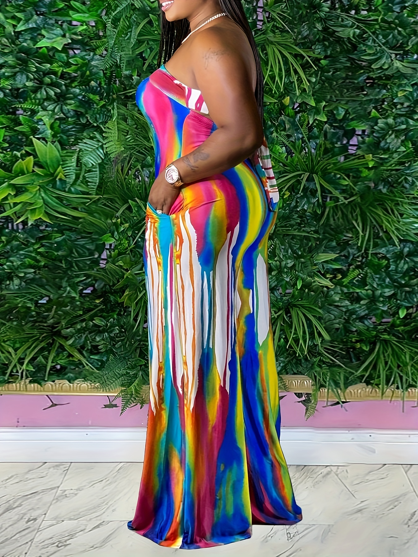 Rainbow jumpsuit hotsell plus size