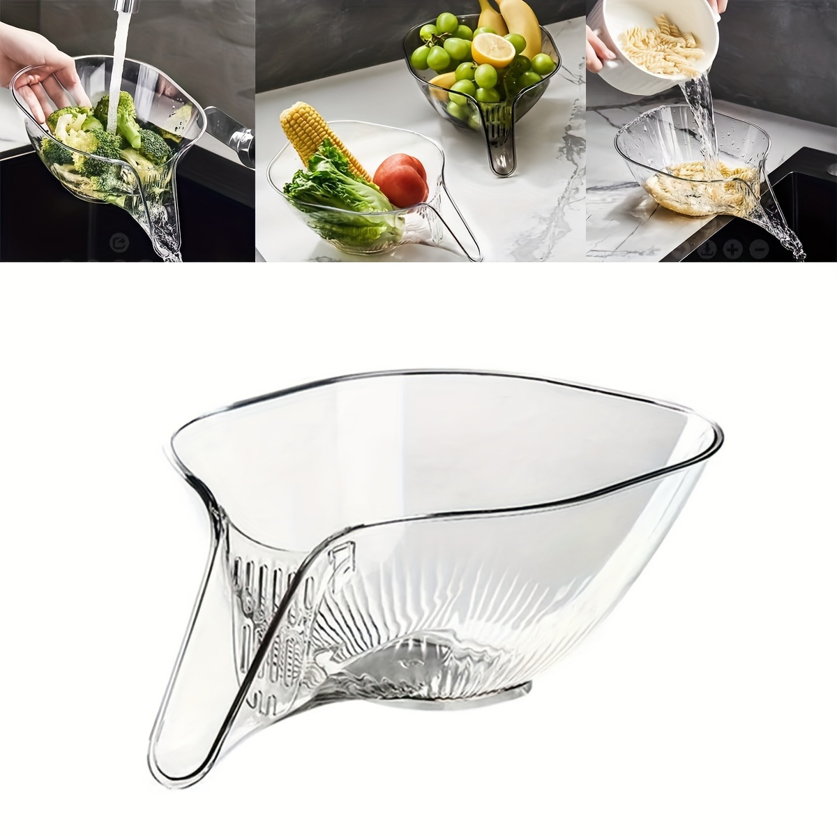 1pc Multi Functional Transparent Drainage Basket Creative Dry Wet