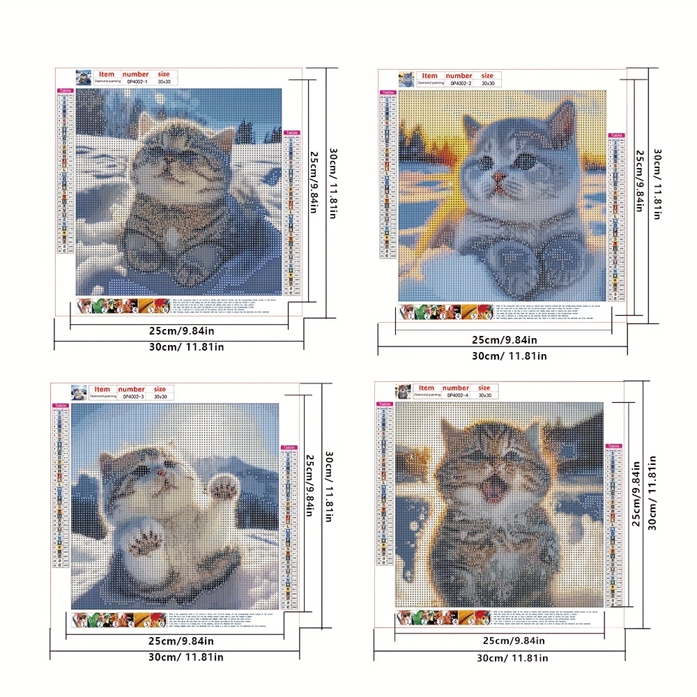 4PCS Diamond Painting - Full Round - Cat(30*30cm)