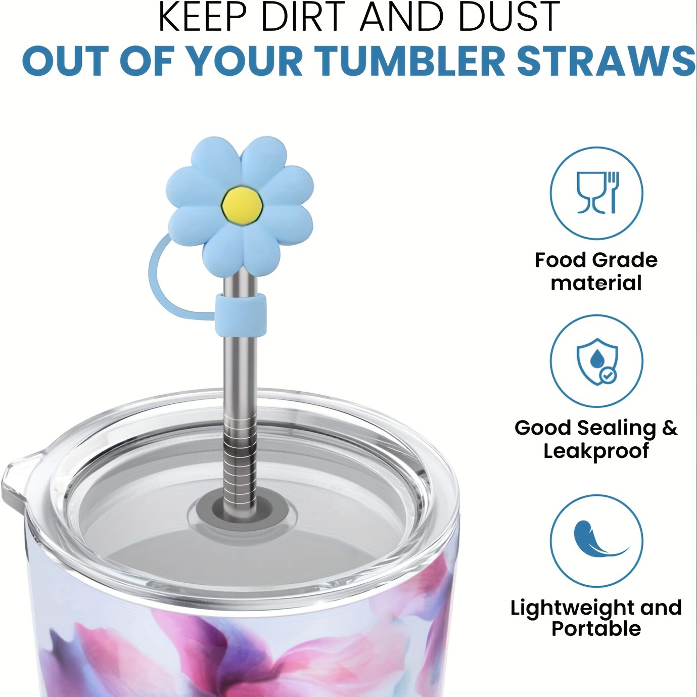 Straw Tips Cover, Reusable Straw Toppers, Flower Silicone Straw Sleeve ,  Decorative Straw , Compatible With 30 And Tumbler With Handle, Dustproof  Straw Covers For Stanley Cup, Party Supplies, Chrismas Gifts, Halloween  Gifts, - Temu