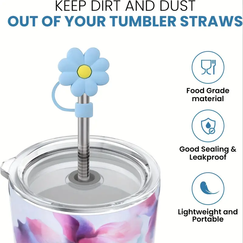 Straw Tips Cover, Reusable Straw Toppers, Silicone Straw Cover, Flower Straw  Cover, Compatible With Stanley 30& Tumbler, Straw Cover, Reusable Straw  Protector, Cup Accessories, Christmas Halloween Thanksgiving Gift - Temu