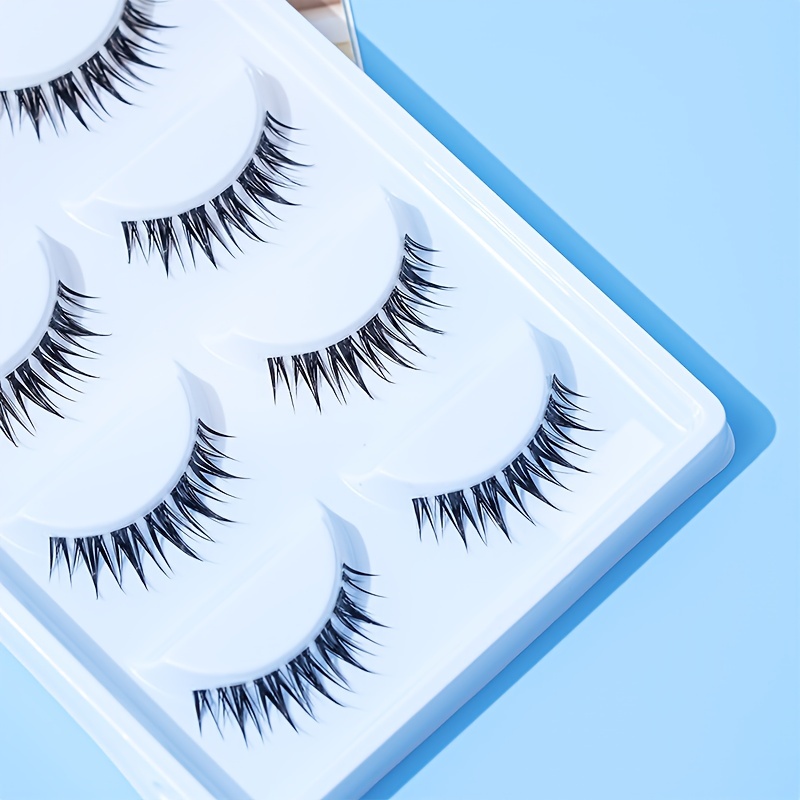 5pairs Natural & Long False Eyelashes 4 12mm W-shaped Fishtail Eyelashes
