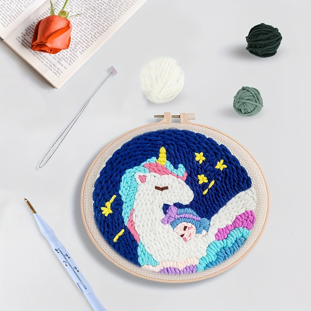 Animal Pattern Punch Needle Embroidery Kits Easy Use Diy - Temu