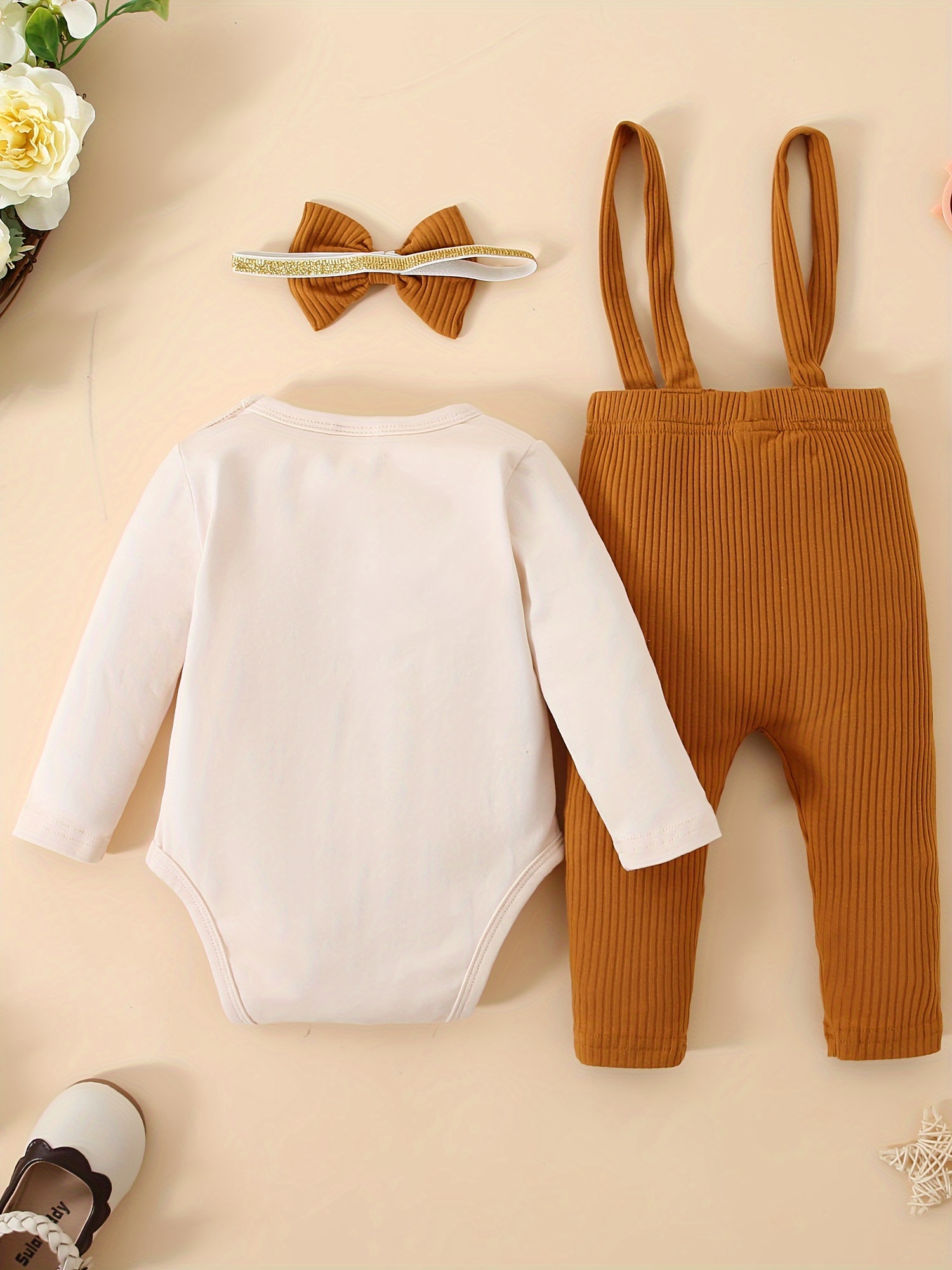 Newborn Baby Boy Girls Long Sleeve Romper Tops Pants Outfit Set Jumpsuit  Clothes