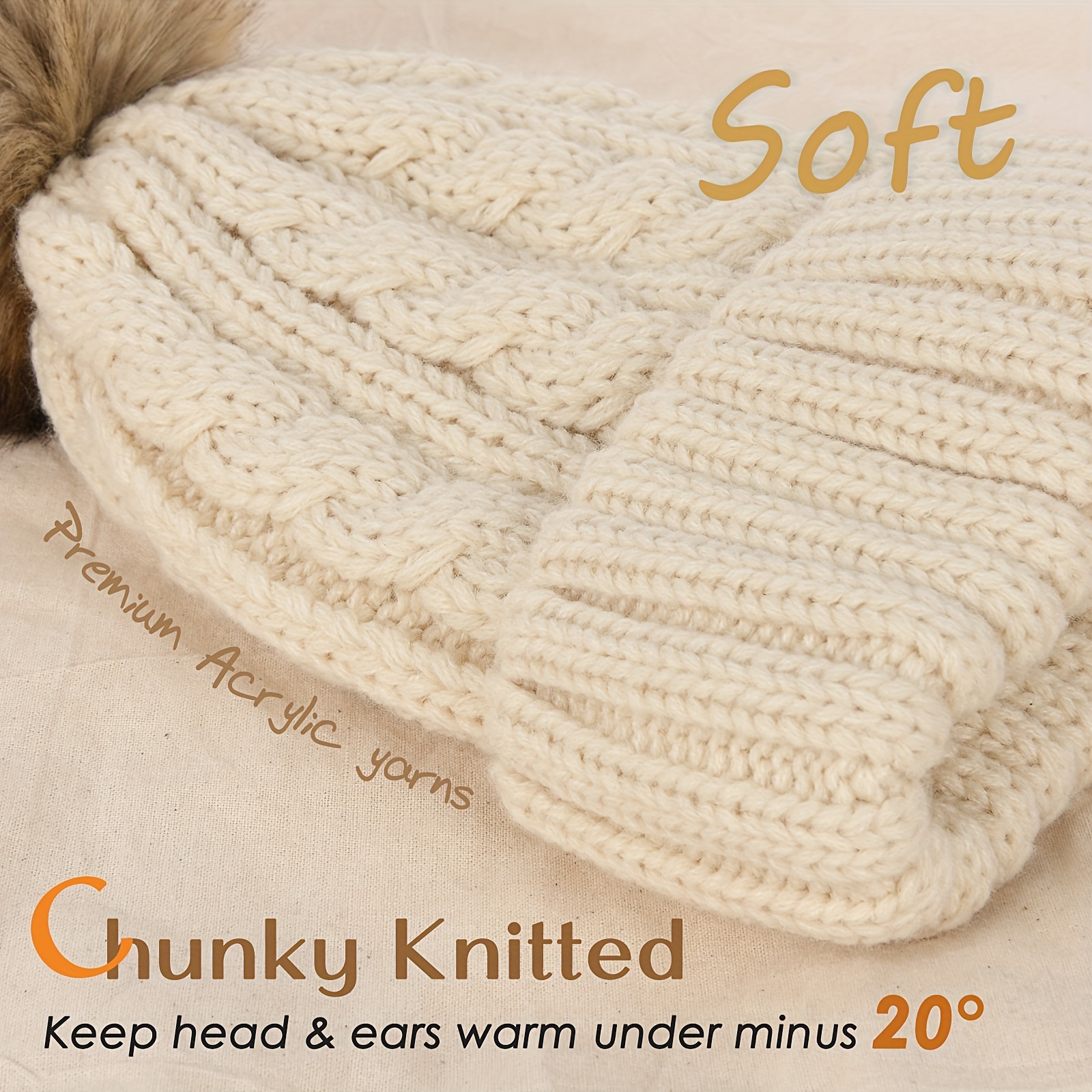Winter Warm Cuffed Beanie Pom Solid Color Ribbed Knit Hats - Temu Australia