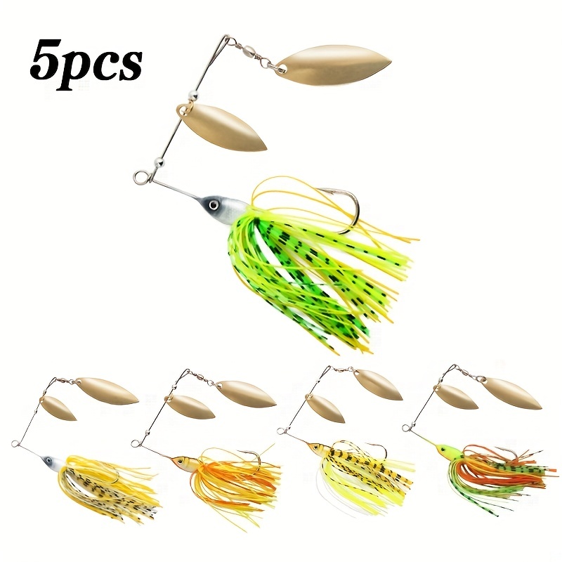5pcs Premium Double Willow Blade Spinnerbaits - Ideal for Catching More  Fish in Freshwater and Saltwater - High-Quality Fishing Tackle