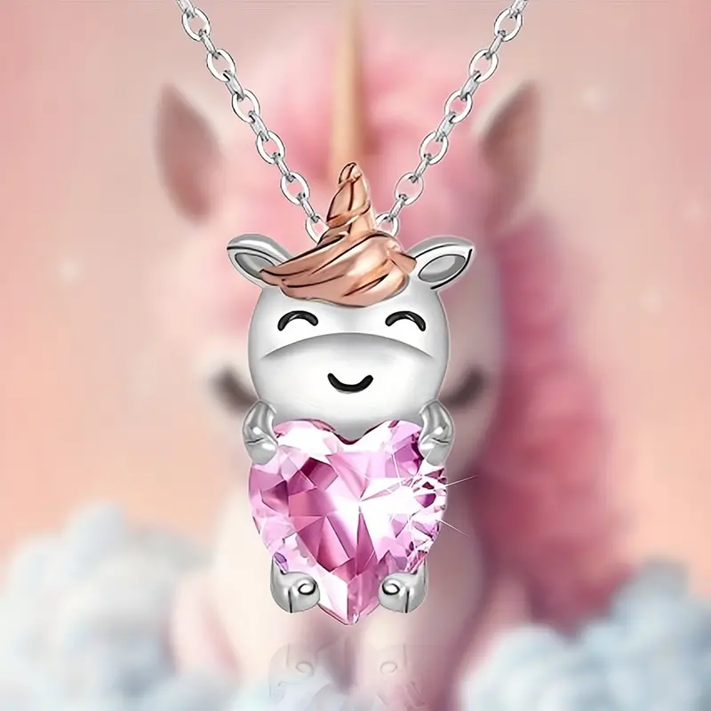 Exquisito collar de unicornio rosa: ¡un regalo de cumpleaños perfecto para  tu nieta princesa!
