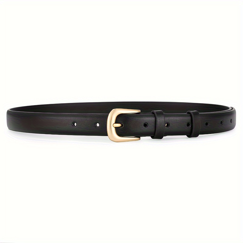 Women's Golden Pin Buckle Belt Skinny Solid Color Pin Buckle - Temu Canada