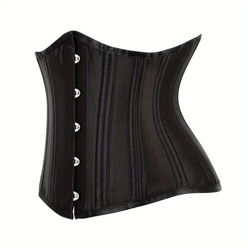 27cm high boned satin 5 hook reinforced shaping waist cincher corset steel boned underbust corset