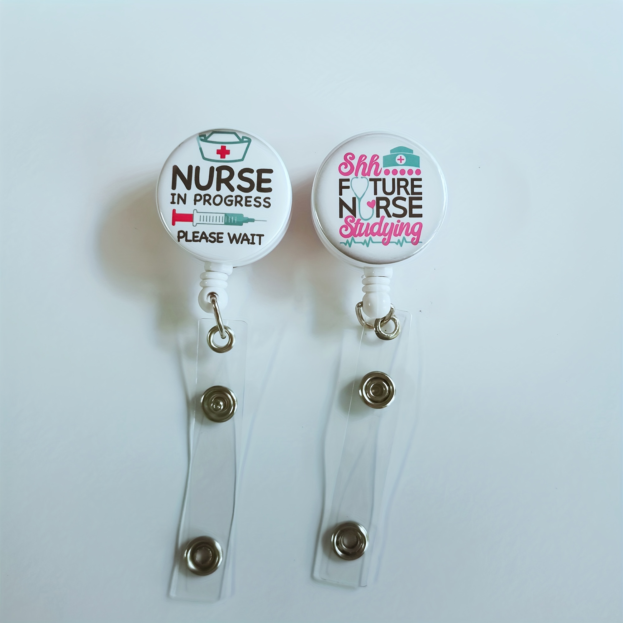Badge Reels Holder Retractable with ID Clip for Nurse Name Tag Card Funny Nurse in Progress Please Wait RN LPN CNA Nursing Doctor Medical Work