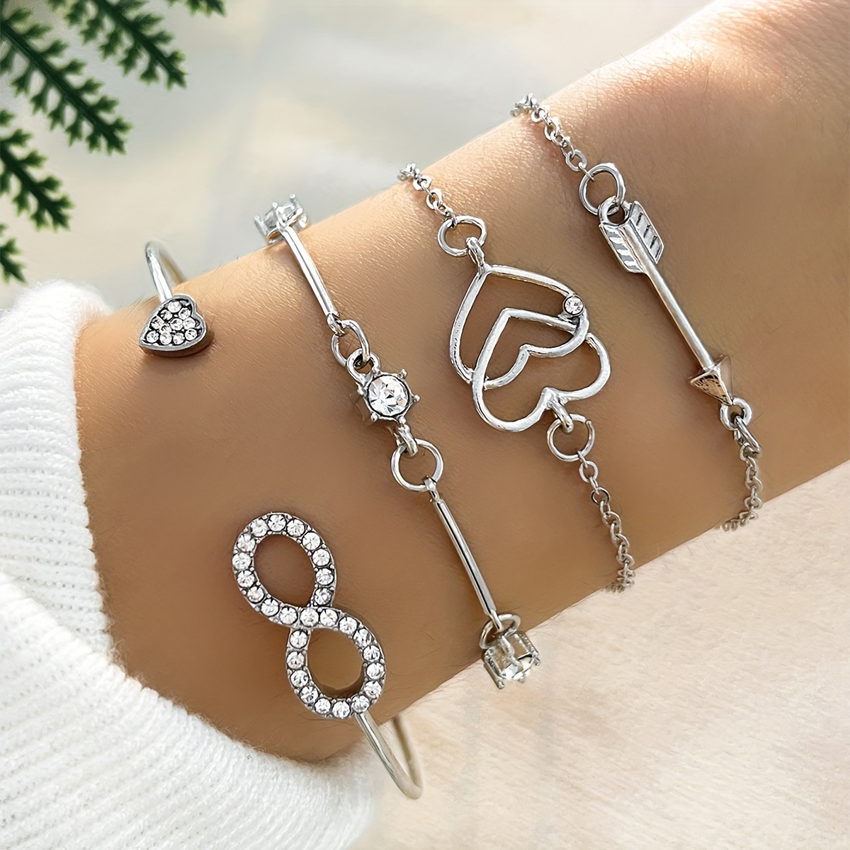 Dainty Bangle Bracelet Set Adjustable Boho Style Hand - Temu