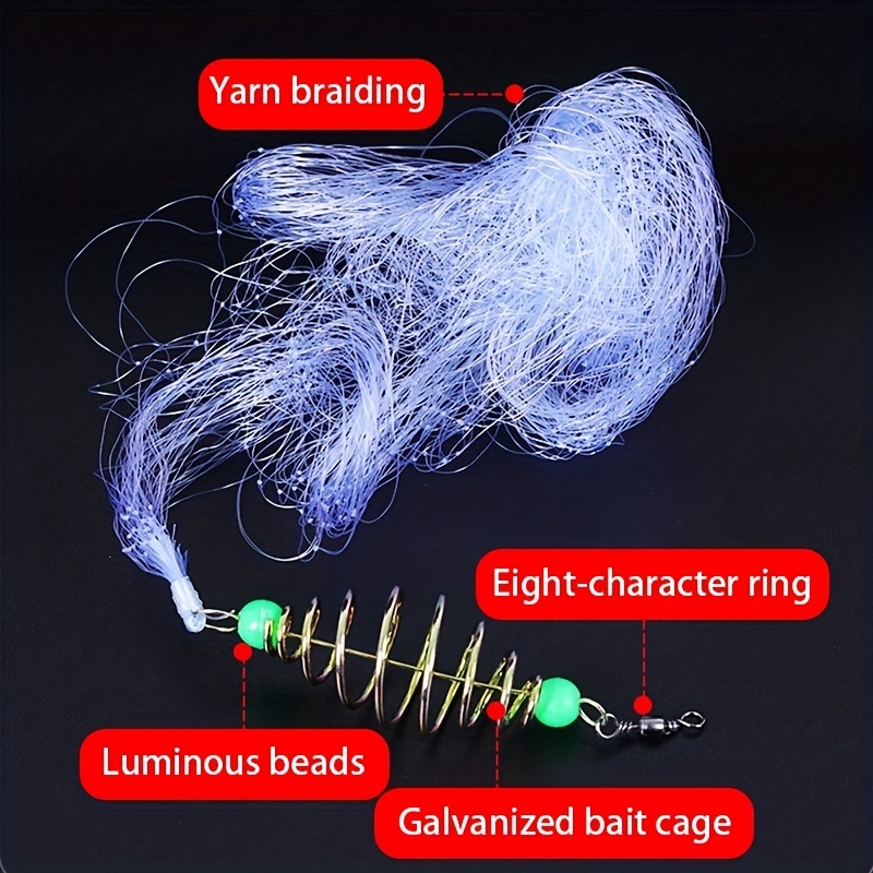Premium Fishing Net with Copper Beach Thrower and Luminous Beads - Perfect  for Catching Multiple Fish Sizes and Enhancing Visibility in Low Light Cond