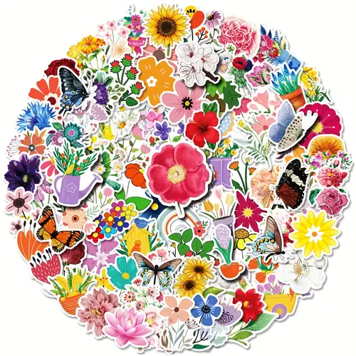 Flower Bouquet Stickers 52 Sheets Floral Cute Girl Notebook - Temu