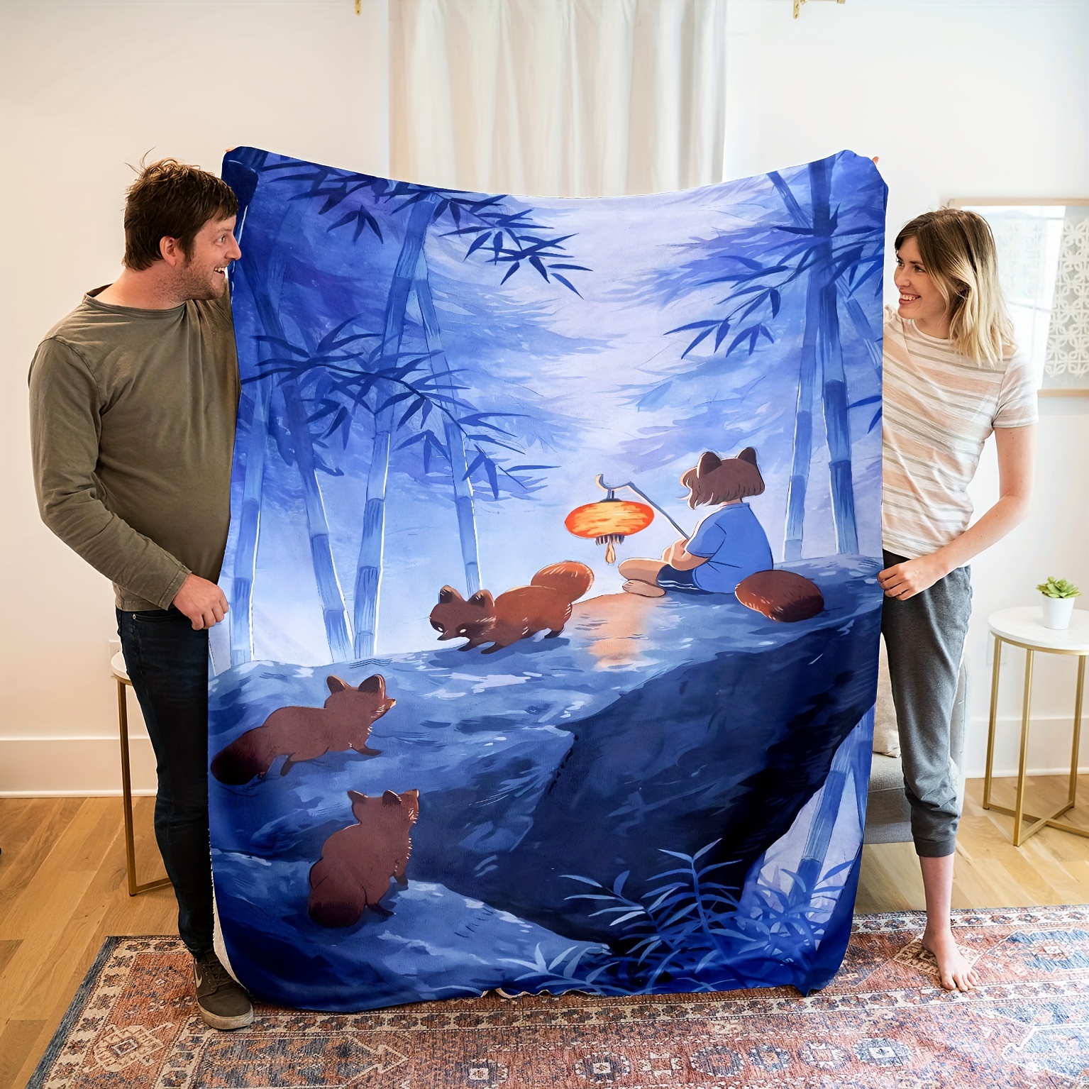 Squirrel Bamboo Forest Digital Printing Flannel Throw - Temu