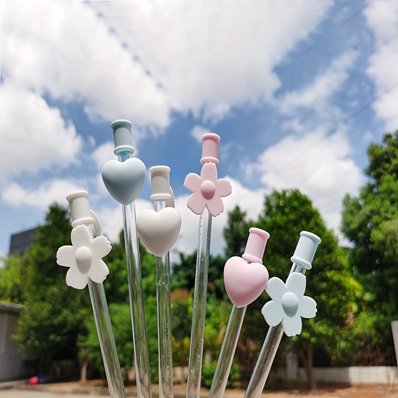 6pcs Silicone Straw Cover, Reusable Straw Toppers Drinking Straw Covers Cute Animated Straw Cap for 10mm Stanley Straw Topper(08)