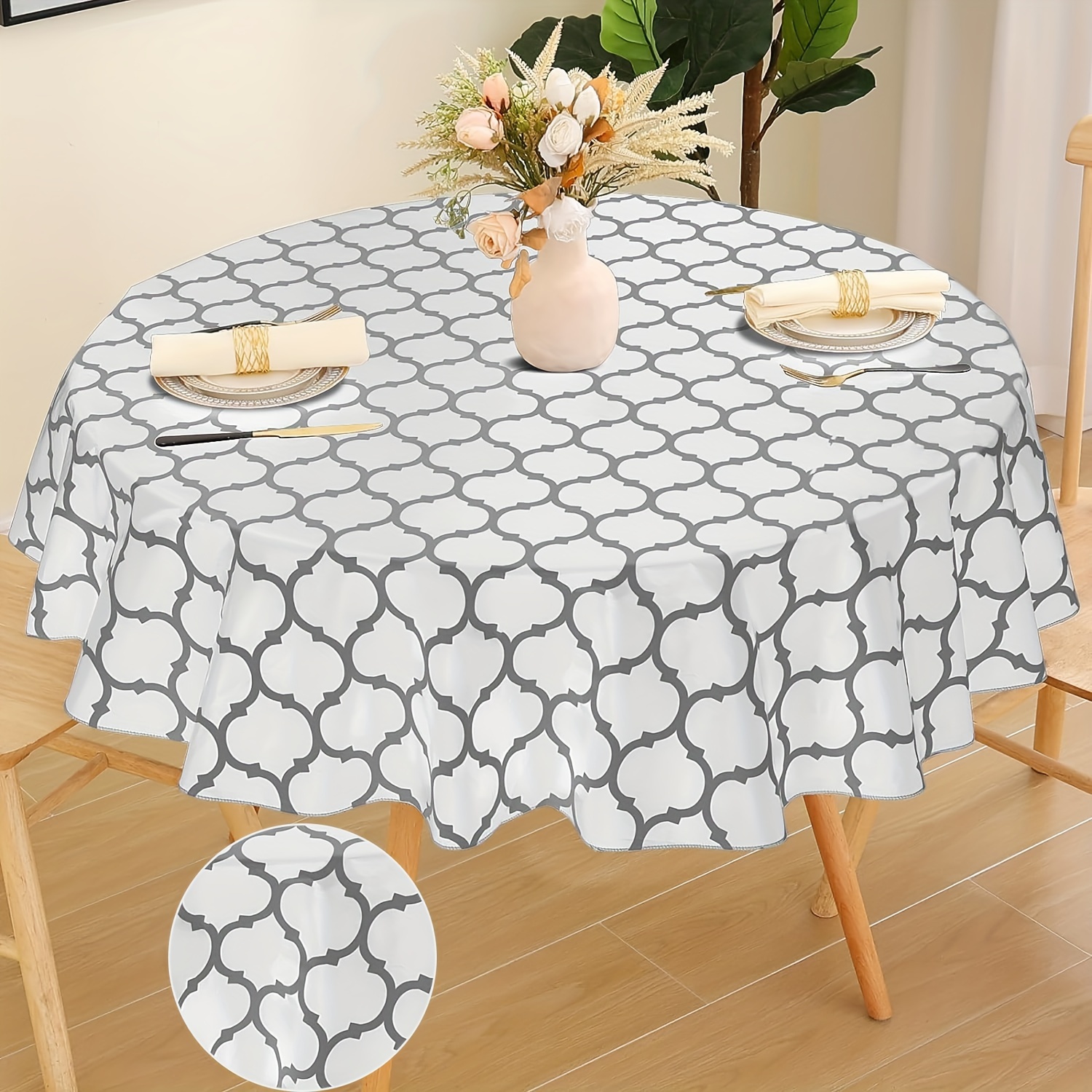 Nappe en Vinyle avec Support en Flanelle pour Tables Maroc