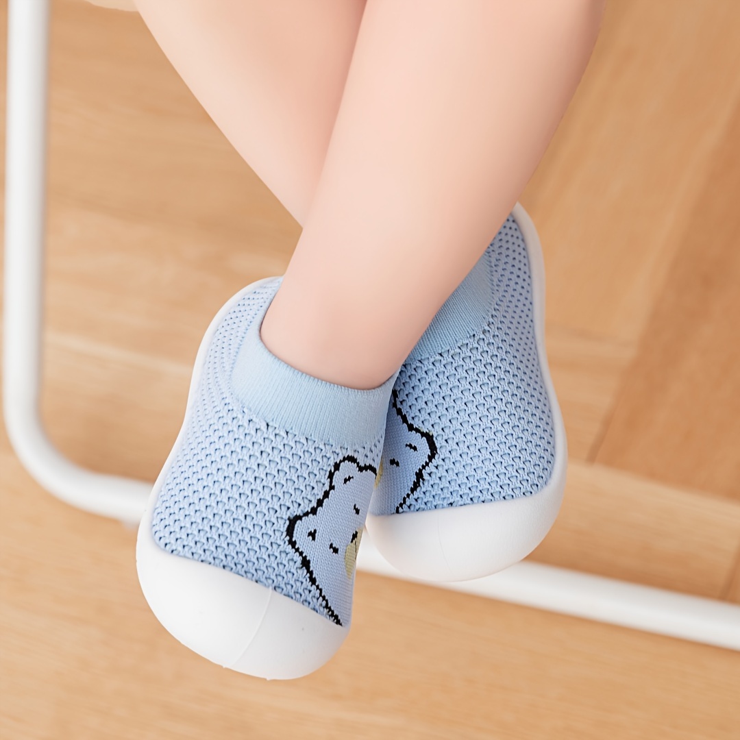 Adorable Bear Design Slip-On Sneakers for Babies & Toddlers - Lightweight, Breathable Mesh Fabric with Rubber Sole, Soft & Comfortable Low-Top Shoes for Boys & Girls, Baby Walking Shoes | Breathable Toddler Socks | Rubber Sole Shoes, Toddler Shoes
