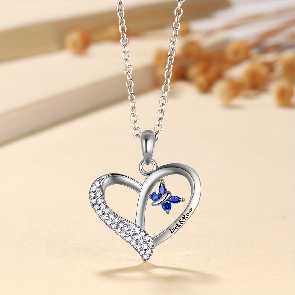 Custom/personalized Heart Locket Necklace Font 2 / Silver