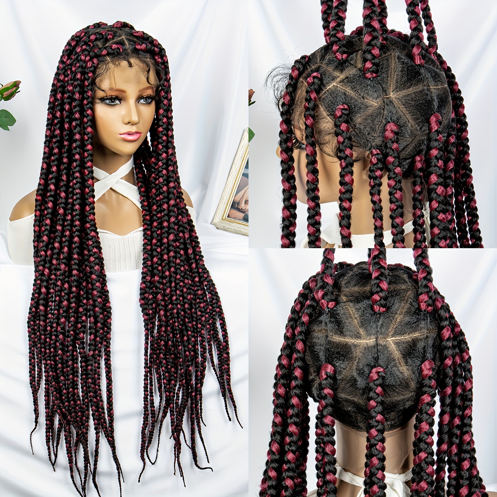 Long Braided Wigs Women Full Lace Cornrow Braids Synthetic - Temu Canada