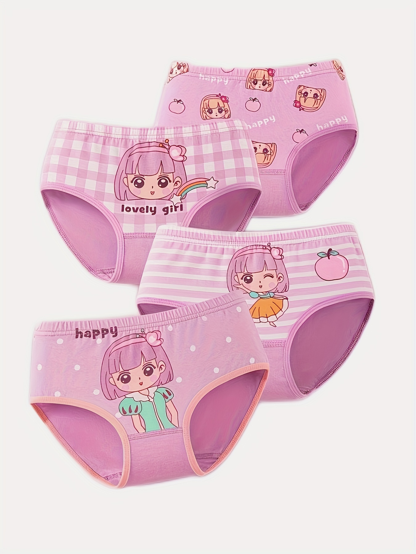 4pcs/set Kid's Cotton Comfy Panties, Girl's Cute Little Girl Cartoon  Princess Underwear Briefs