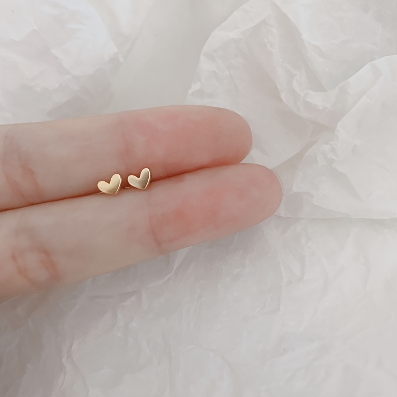 A Pair of Delicate and Petite Heart-shaped Earrings for, Simple Love Earrings, Fashionable Unisex Studs, Wedding Earrings, Anniversary and Birthday Gifts for And, for Teenager