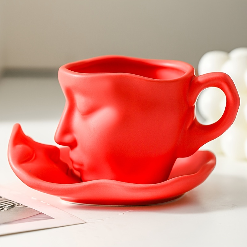 Unique Ceramic Kiss Espresso Cup Metal Face Coffee Cup - Temu