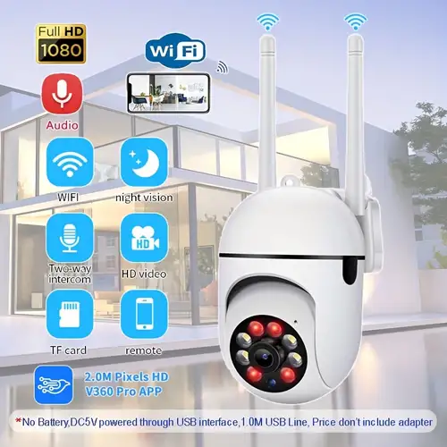 YI Cámara de seguridad para mascotas, 1 unidad, 1080p 360 grados Pan-Tilt  Cámara IP inteligente para interiores con visión nocturna, audio de 2 vías