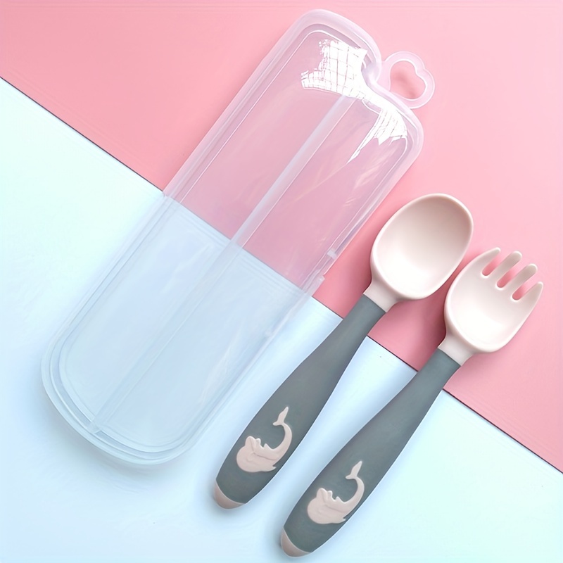 1/2PCS Children Spoon Forks Box Kids Stainless Steel Kids Cutlery Portable Baby  Feeding Utensils Baby