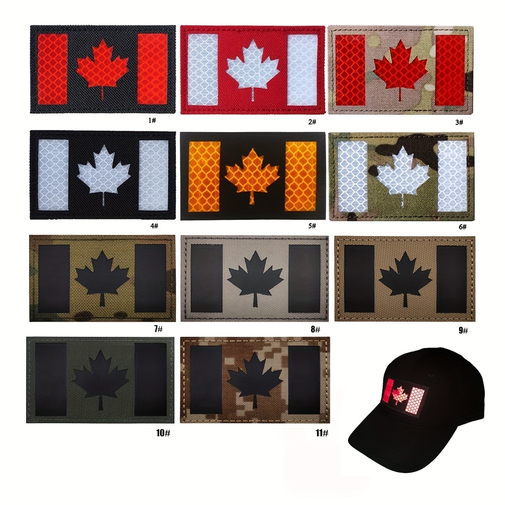 Canada Flag Patches Morale Embroidered Hook Loop Sticker Patch Tactical Maple Leaf Canadian Sew On National Emblem for Travel Backpack,Hats,Jackets