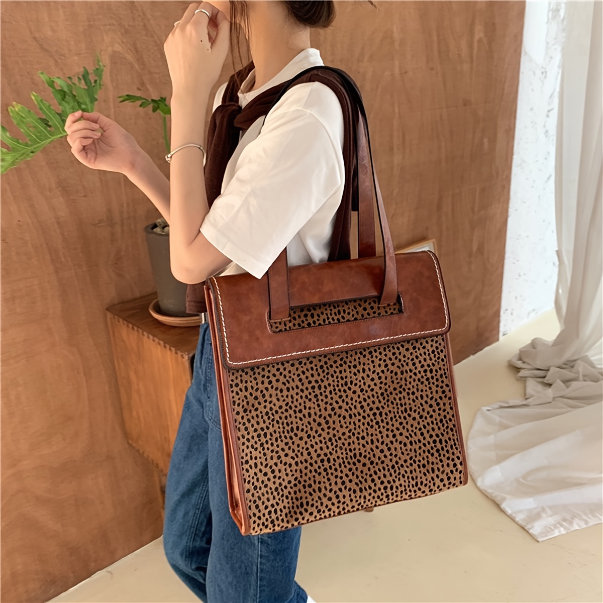 Elegant Tote Bag, Women's Trendy Flap Handbag, Casual Zipper Shoulder Bag  For Work - Temu