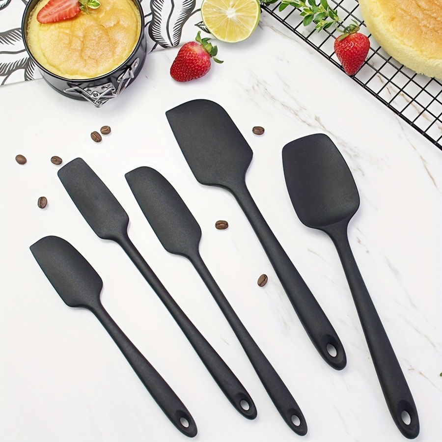 Silicone Spatula Set of 5,High Temperature Resistant, Food Grade Silicone,  Dishwasher Safe, for Baking, Cooking (Pure Black)