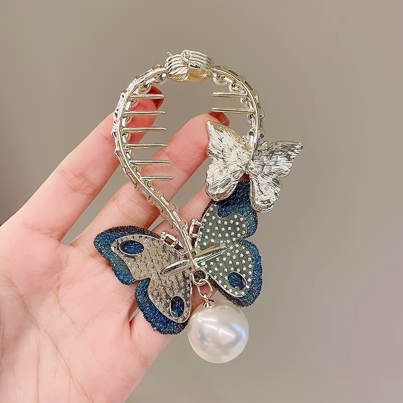 Vintage Rhinestone Butterfly Hair Claw Clip