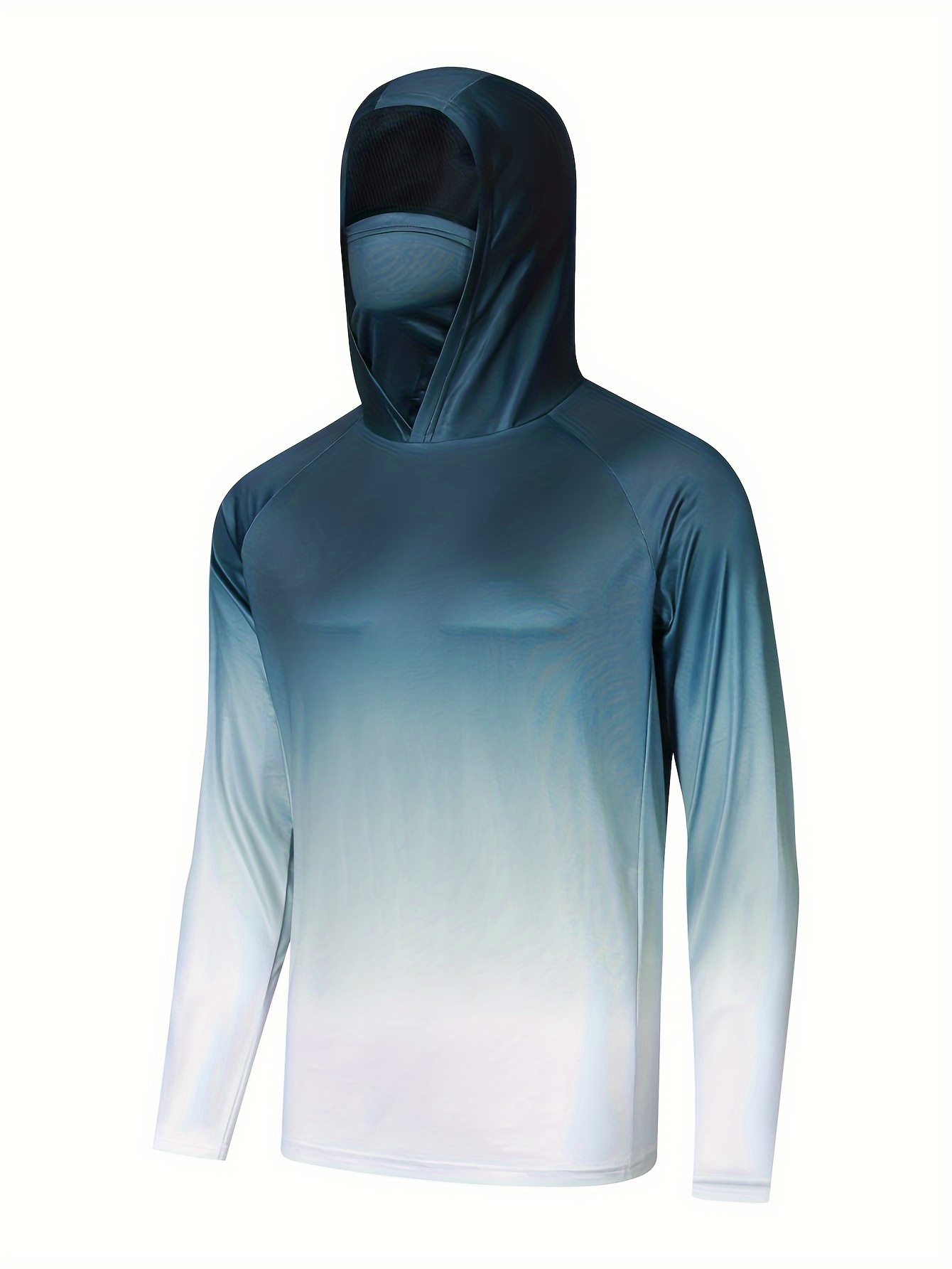 Men's Long Sleeve Sun UV Shirts with Hoodie for Fishing Running