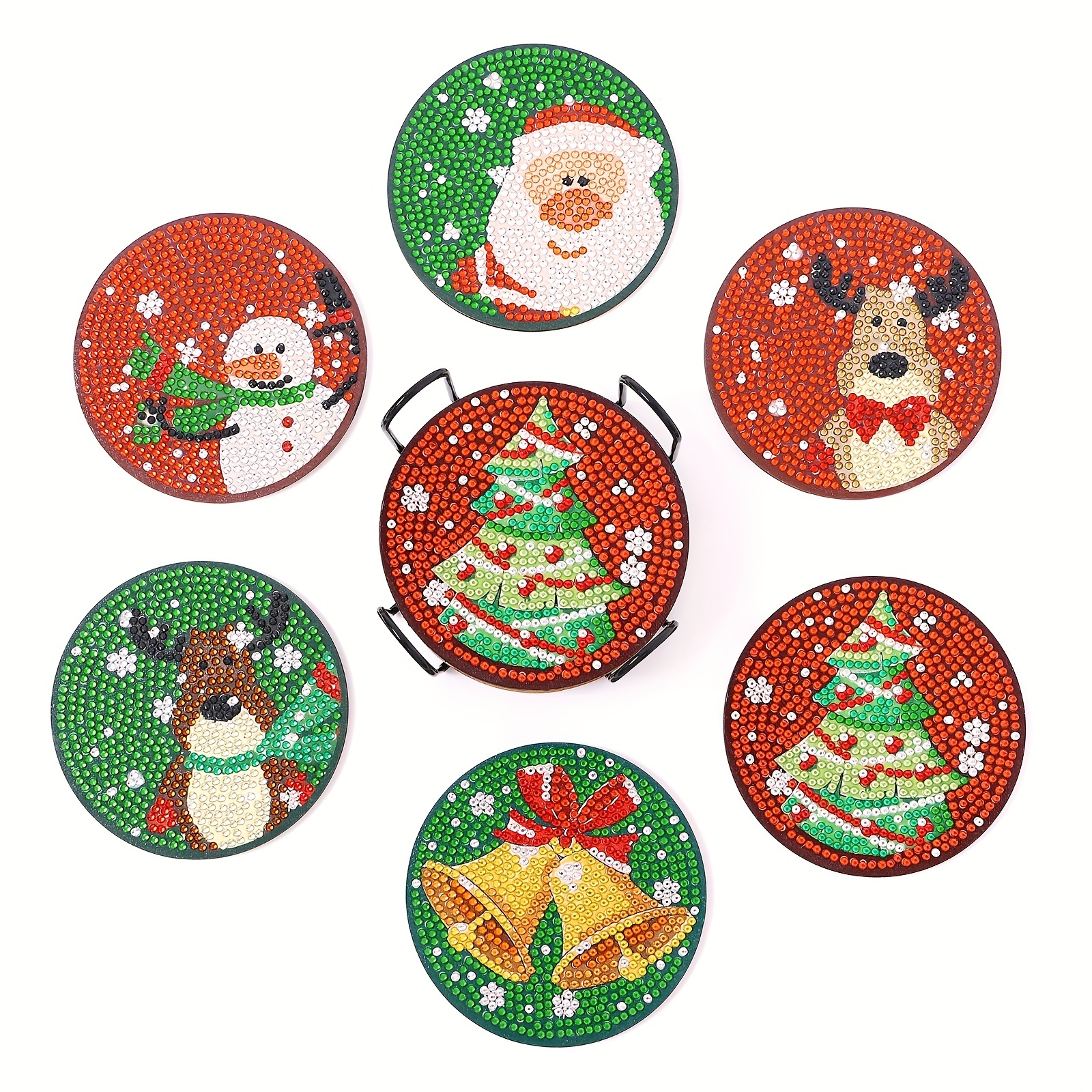 Christmas Artificial Diamond Art Coasters Diy Christmas - Temu