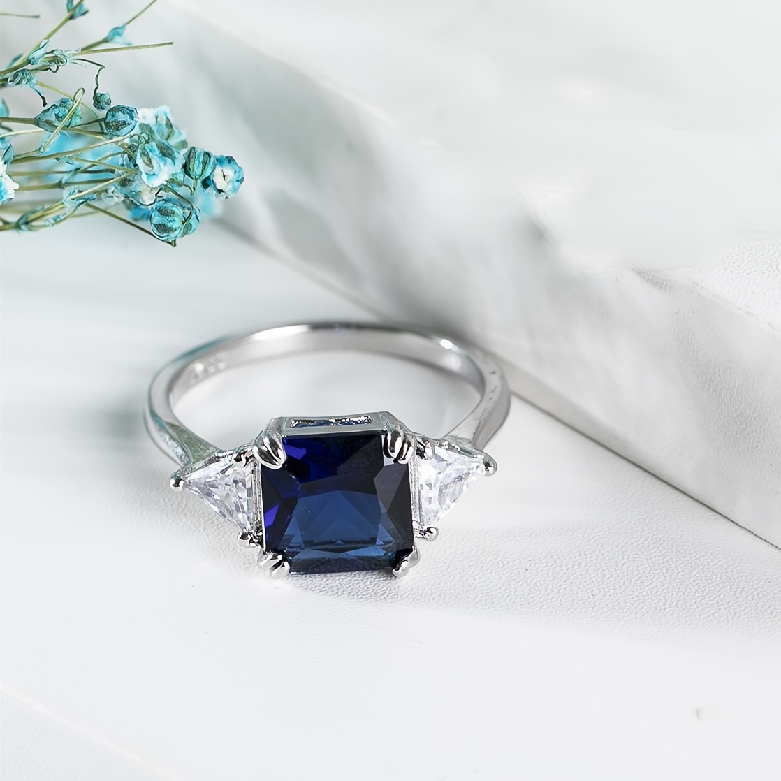Inlaid Square Shape Shiny Zircon Promise Ring Gorgeous - Temu