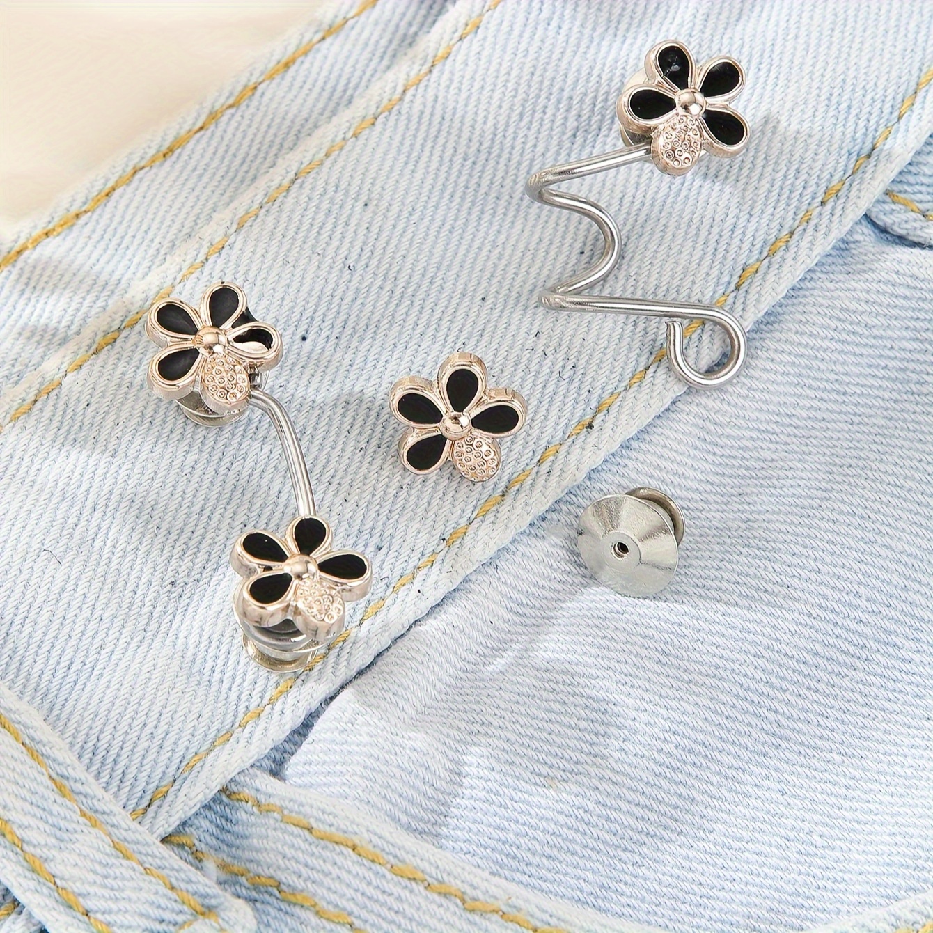 Faotup 8PCS Daisy and Butterfly's Pant Clips for Waist Tightener
