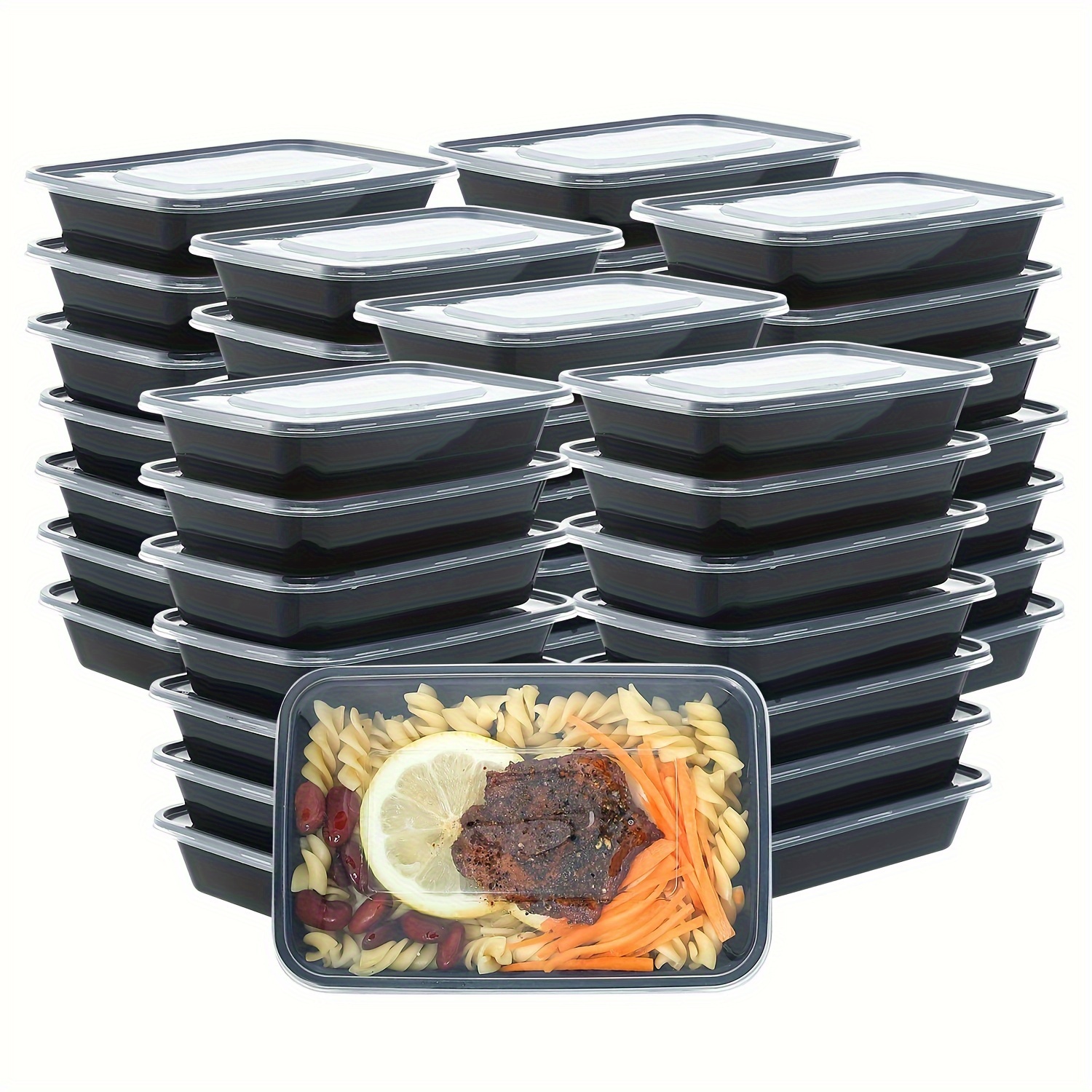 Kitch’nMore 38oz Meal Prep Containers, Extra Large &Thick, 2 Compartment with Lids,Food Storage Container,Reusable,Disposable,Stackable, Microwave