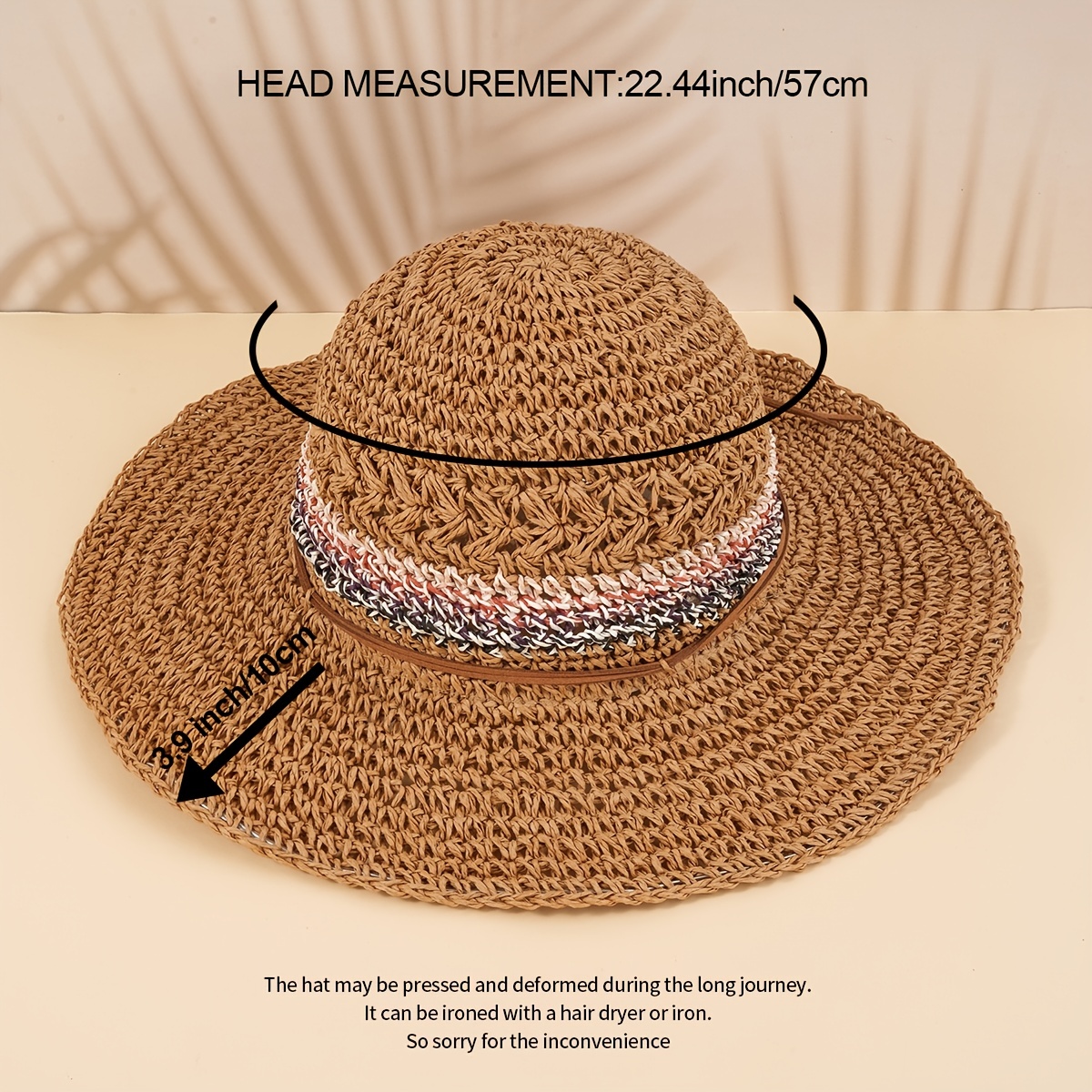 Men Rope Decor Sun Protection Boho Straw Hat, For Travel