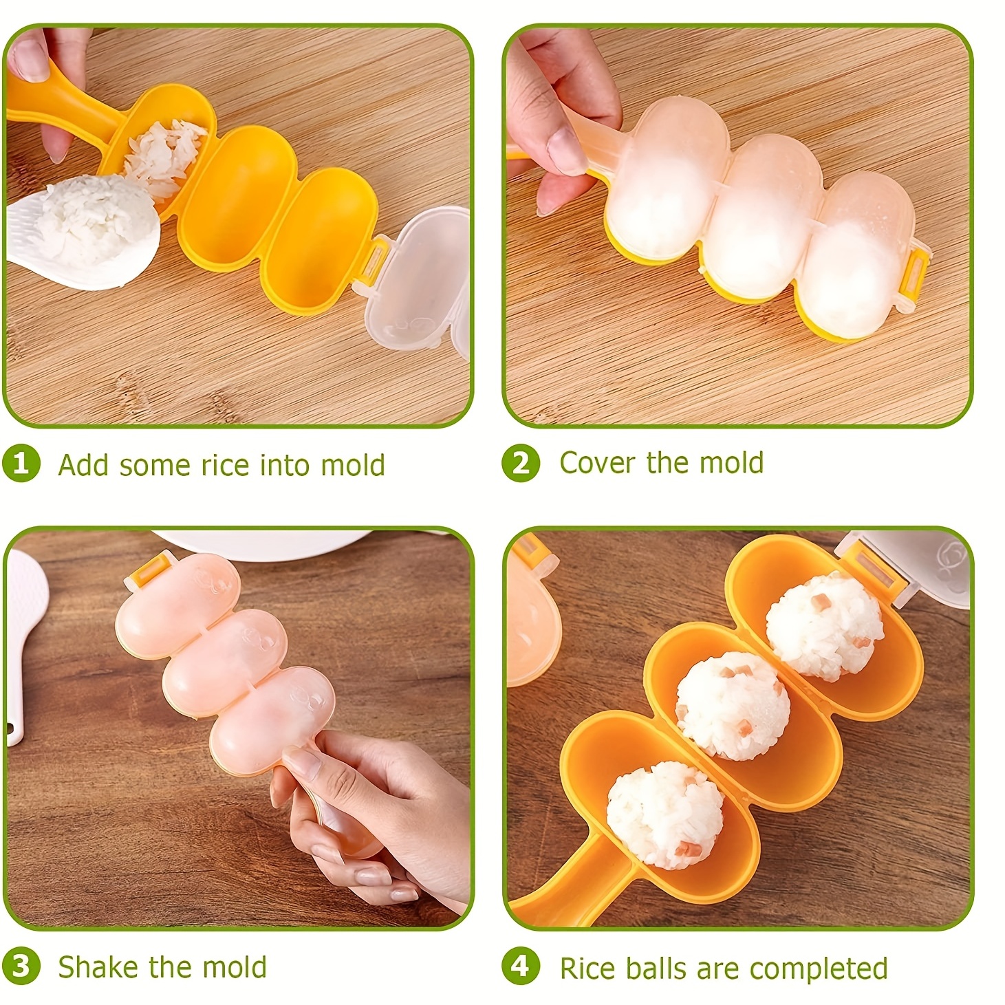 Diy Sushi Molds Rice Ball Molds Set Include 1 Piece Sushi Rice Shape Maker,  1 Piece Rice Baller Shaker With Rice Paddle