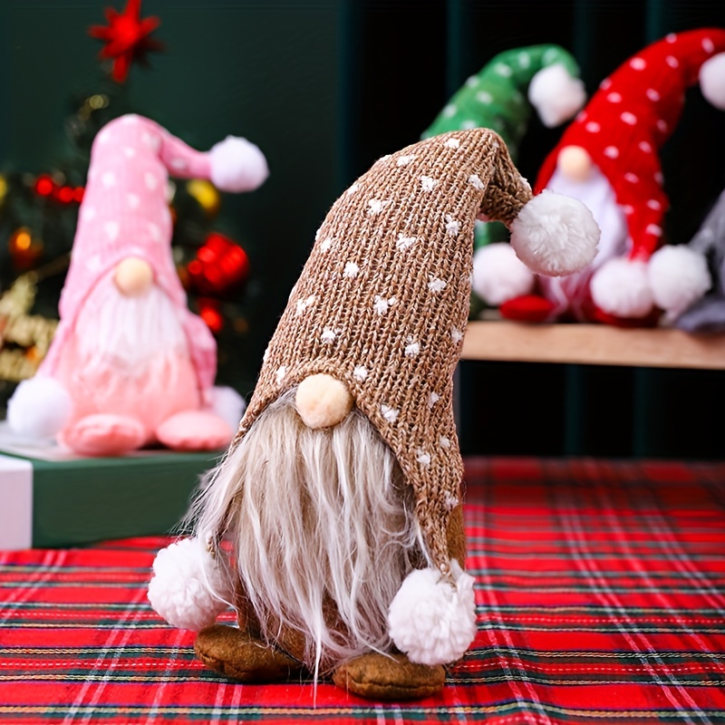 2 Pack Gnome Décorations de poupée en peluche, Noël Gnome fait à la main  avec chapeau violet, cloche, bonbons et boîte cadeau, décoration de Noël de  statue scandinave, fête