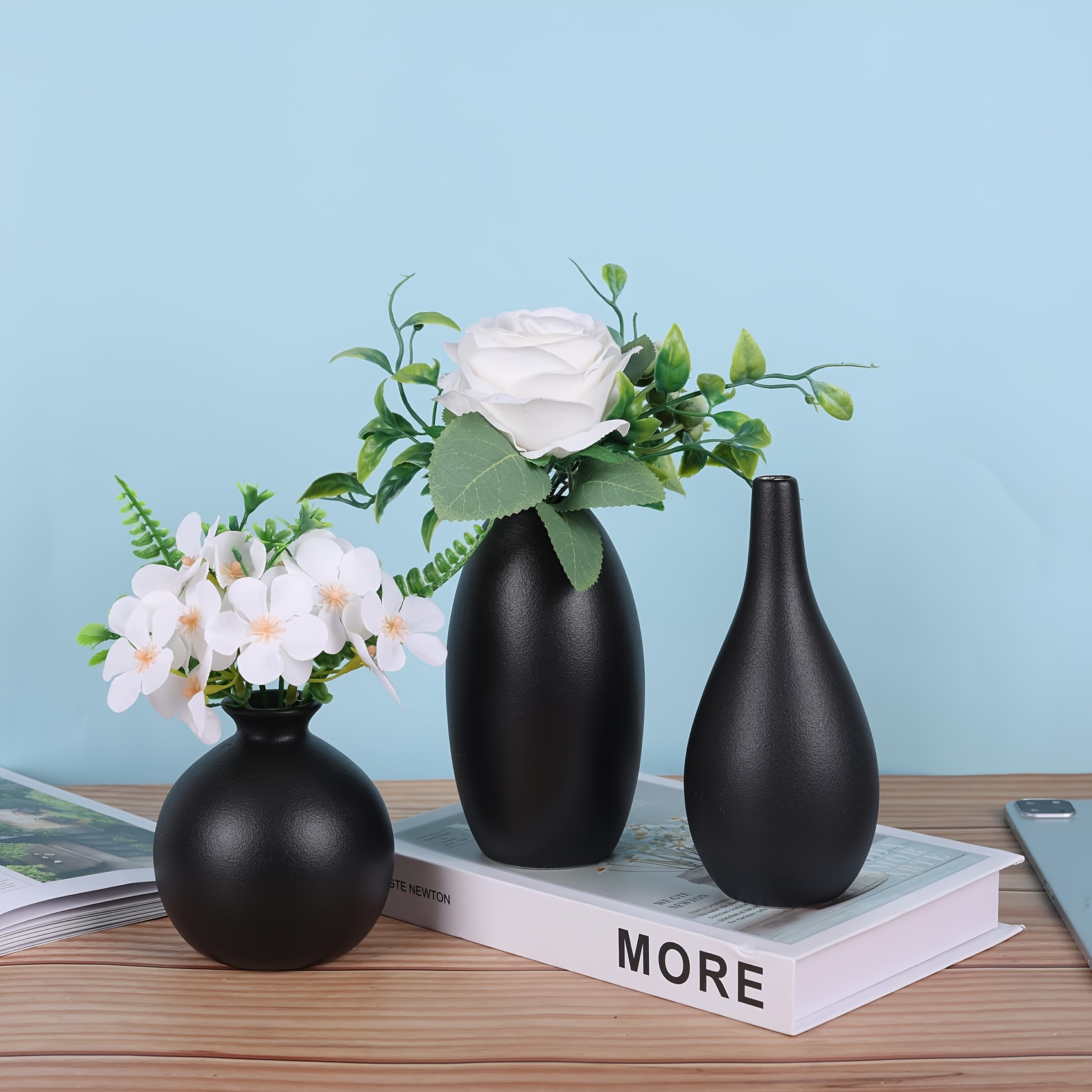 Jarrones de flores de cerámica Accesorios de fotos elegantes para