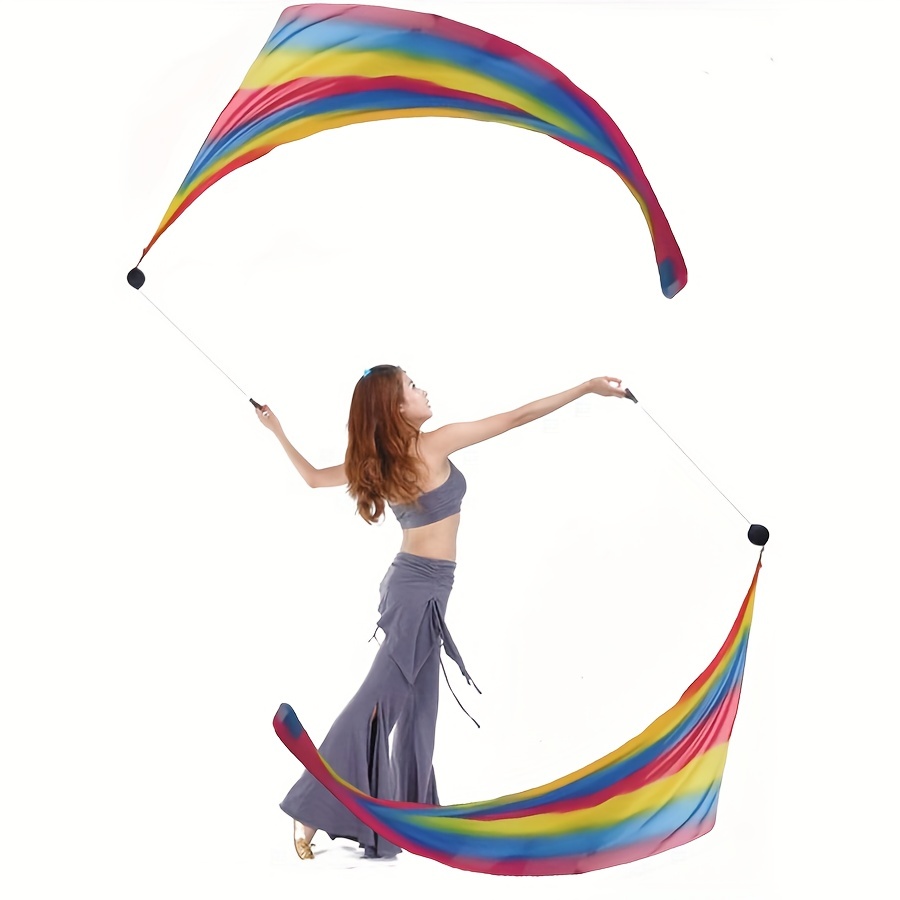 1 bola de cadena Poi para mujer, velo de seda para danza del vientre, para  práctica de la bandera de cola Poi Streamer, colorido PlaySilk VOI para