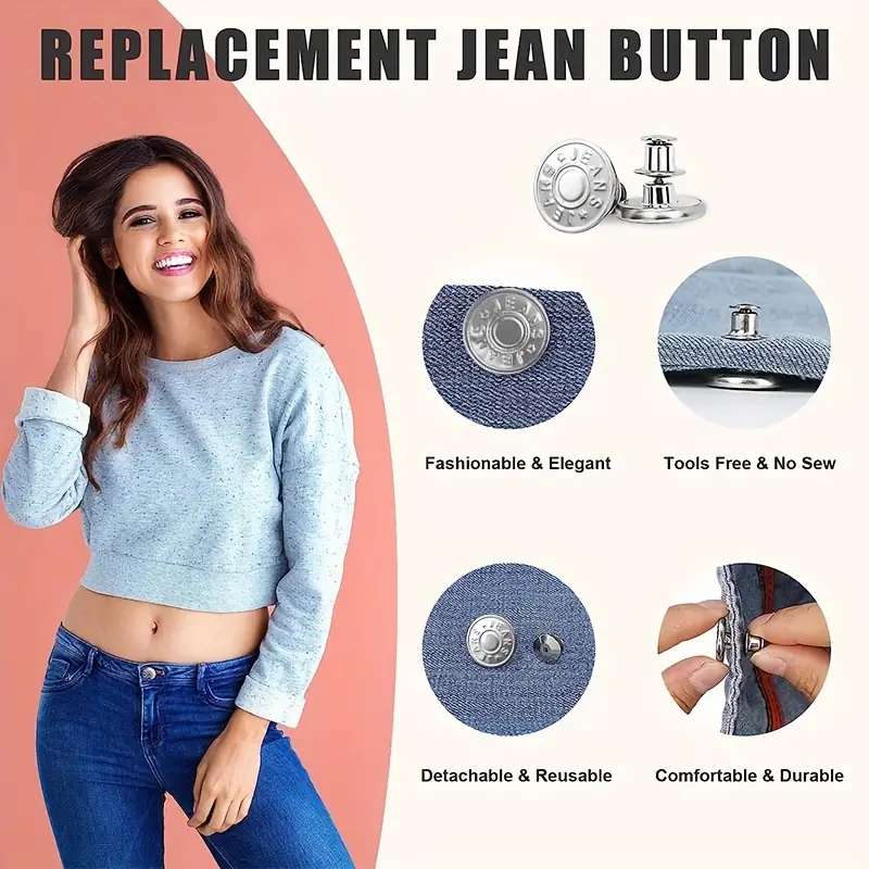 Detachable Jeans Pins Buttons Snap Fastener Sewing free - Temu